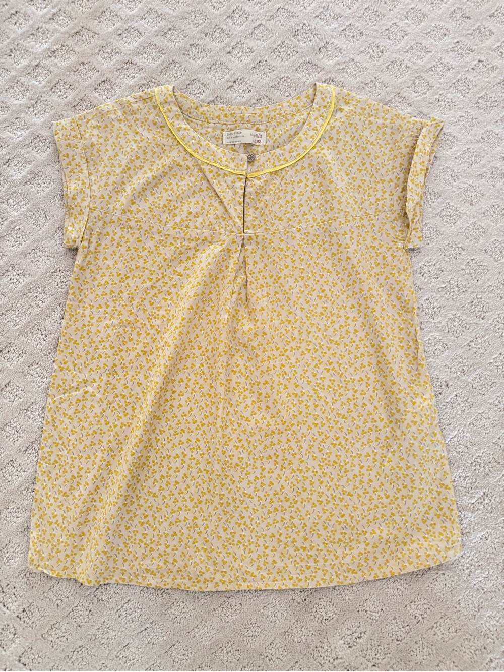 Zara Yellow Floral Short Sleeve Top for Kids. Size 11/12